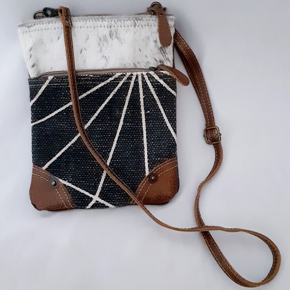 💎Myra Bag Ecletic Crossbody Burlap Denim Leather Hairy Cowhide Purse